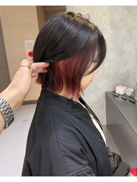 『インナーカラー×ボブ』髪質改善/縮毛矯正/ココアベージュ