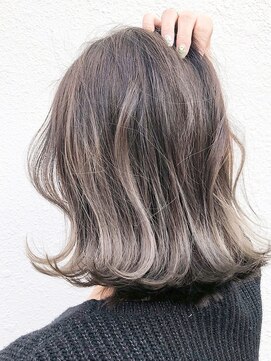 ミディアムヘア40代50代グレイカラー白髪染め白髪ぼかし