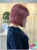 ハイトーンピンクカラー ケアブリーチ 丸みボブ レイヤー 柏