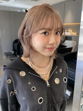 サンクプロジェクト(cinq PROJECT) ミディアムレイヤーカットヘーゼルラテベージュモカブラウン原宿