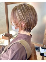 ハピネス クローバー 学園前店(Happiness CLOVER)&nbsp;ナチュラルショートショートボブ×髪質改善×白髪ぼかし30