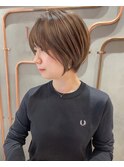 斜めバングショート顔周りシルキーベージュ【錦糸町/ショート】
