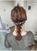 編み下ろし　玉ねぎヘア　参列ヘア　ドレスヘア