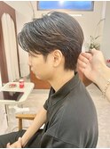 ニュアンスパーマ/センターパート/ベリーショート/アッシュ