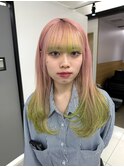 甘露寺蜜璃？？ピンクと緑のデザインカラー　派手髪ルーツエンド