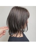 【透明感たっぷり】スモークグレージュ×伸ばしかけボブ