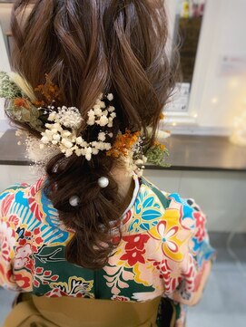 ヘアセットサロン プティ 神戸三宮(petit) 袴ルーズ編み下ろしスタイル