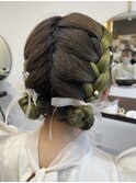 〈guri〉お呼ばれ♪ガーリーツインきっちり編み込みお団子♪