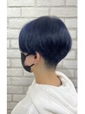 刈り上げショート×ネイビーパープル