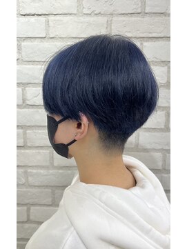 アッシュ 稲田堤店(Ash) 刈り上げショート×ネイビーパープル