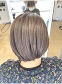 ★くびレイヤーエモージュ斜めバング小顔愛されグレージュカラー