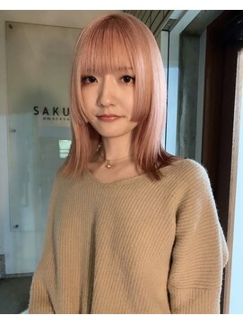 サクラ オモテサンドウ(SAKURA) ピンクベージュ ホワイトピンク　デザインカット