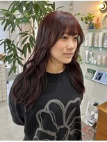 ヘアー アイス カンナ(HAIR ICI Canna)&nbsp;★韓国風ボルドーカラー◎透明感ミディアムレイヤー20代 / 熊澤