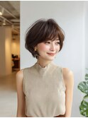 30代40代似合わせ耳掛けショートボブ