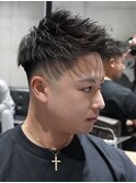 MEN'S/アップバングショート×スキンフェード/短髪