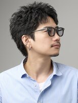 ブラック(BLACK)&nbsp;ランダムショート/Men's Hair/リバースセンターパート/表参道