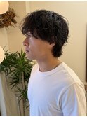 メンズパーマ韓国風マッシュ無造作シャドウパーマ長めカット