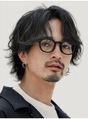 栄メンズパーマサーフカール波巻きパーマセンターパートウルフ