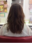 ニュアンスパーマロングナチュラルブラウン小顔レイヤー