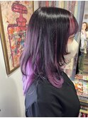 アンブレラカラー　レイヤーロング　ロングウルフ　紫