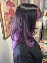ヒマワリ(HIMAWARI)&nbsp;アンブレラカラー　レイヤーロング　ロングウルフ　紫