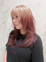 ローエ バイ デコ(Rohe by DECO)&nbsp;【廣川】ロングウルフ/ルーツカラー/ベージュ×ボルドー