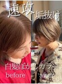 Santa'Fe式脱白髪染め白髪ぼかしカラー[ビフォーアフター]
