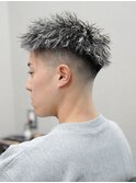 ツイストパーマ/短髪/ホワイトメッシュ/スキンフェード/姫路