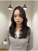 韓国ヘアー顔周りレイヤーおくれ毛ミディアム前髪長岡/新潟/宮関
