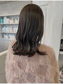 福山美容室caary オリーブグレージュイルミナカラー切りっぱなし