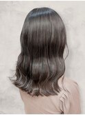 大人可愛いブリーチなしラベンダーグレージュカラーふわミディ