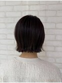 小顔レイヤーロブヘアウルフカットブリーチなしココアブラウン