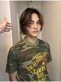 =メンズボブ/フェザーパーマ／MEN’S HAIR/ブルーブラック