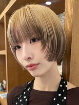 トップヘアーヒルズ 安城(TOP HAIR HILLS)&nbsp;安城顔周りレイヤーステップカットミニボブミルクティーベージュ