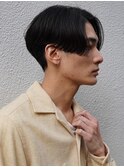ニュアンスパーマセンターパートコンマヘアツーブロック刈り上げ