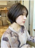 長めショート　モテ髪　前髪長め　くびれショート　30代40代
