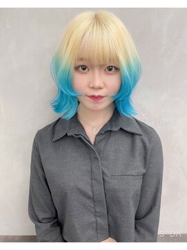 ガルテ(GARTE) 抜きっぱなしブロンド/水色エンドカラー/グラデーションカラー