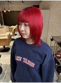 レッドカラー/ショートウルフ/ウルフカット/ハイトーンカラー