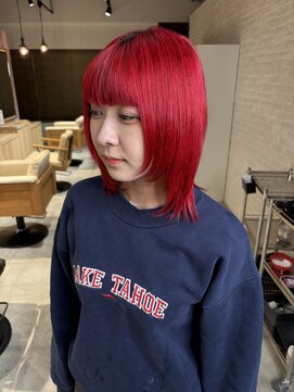 クラン バイ ナチュラル(clan by Natural) レッドカラー/ショートウルフ/ウルフカット/ハイトーンカラー