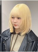 12967金髪マロンベージュブロンドニュアンスカラーベージュボブ