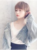 Say.ショートボブホワイトグレージュミニウルフぱっつん前髪