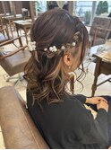 編み込みハーフアップ