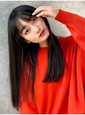 髪質改善トリートメントで叶う美髪ストレート　艶髪　前髪
