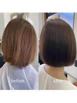 エルプラスヘアー 平尾店(L+hair)&nbsp;30代40代ミニボブアッシュカラー小顔美肌ストレート大人可愛い
