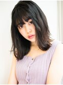 ツヤツヤ黒髪×無造作ラフウェーブセミディ