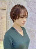 丸みショート シルキーベージュ ワイドバング 20代30代