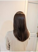 大人レイヤー 艶 縮毛矯正ロング シフォンベージュ