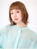 <オバマ>お洒落オン眉に透け感ベージュのワンカールボブ