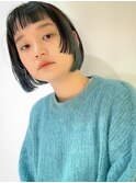 斜めバング/グレージュカラー/デザインカラー/ブリーチ/渋谷