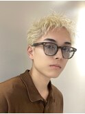ミルクティーベージュダブルカラー韓国風メンズセンターパート